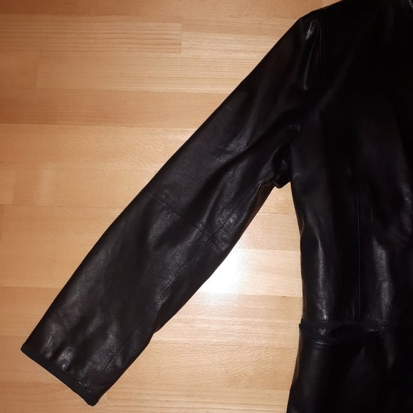 John Varvatos Black Leather Lambskin Blazer Jacket (fits Large – Xlarge) - Picture 2 of 9